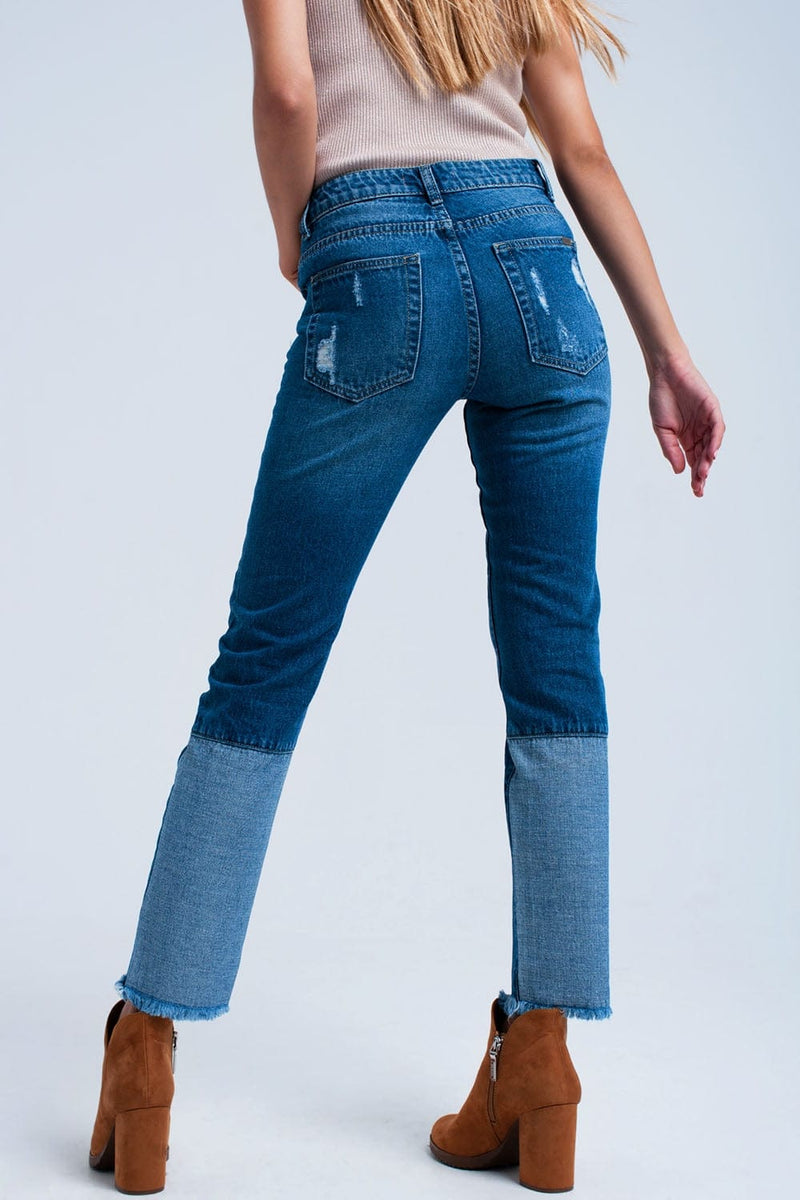 Q2 Women's Jean Worn straight jeans