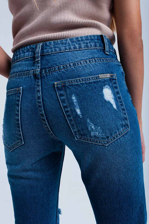 Q2 Women's Jean Worn straight jeans