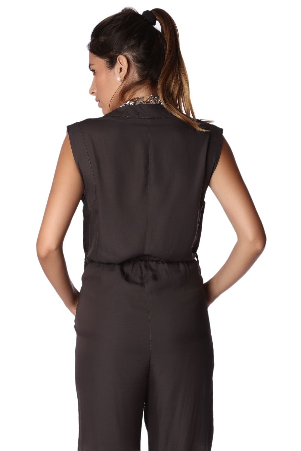 Q2 Women's Jumpsuits & Rompers Gray Wrap Jumpsuit
