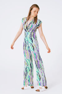 Q2 Women's Jumpsuits & Rompers Jumpsuit With Smoking Collard In Multicolored Abstract Print