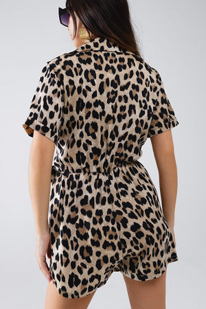 Q2 Women's Jumpsuits & Rompers Leopard Print Wrap Playsuit