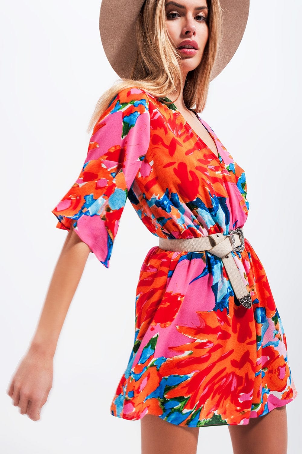 Q2 Women's Jumpsuits & Rompers Wrap Playsuit in Floral