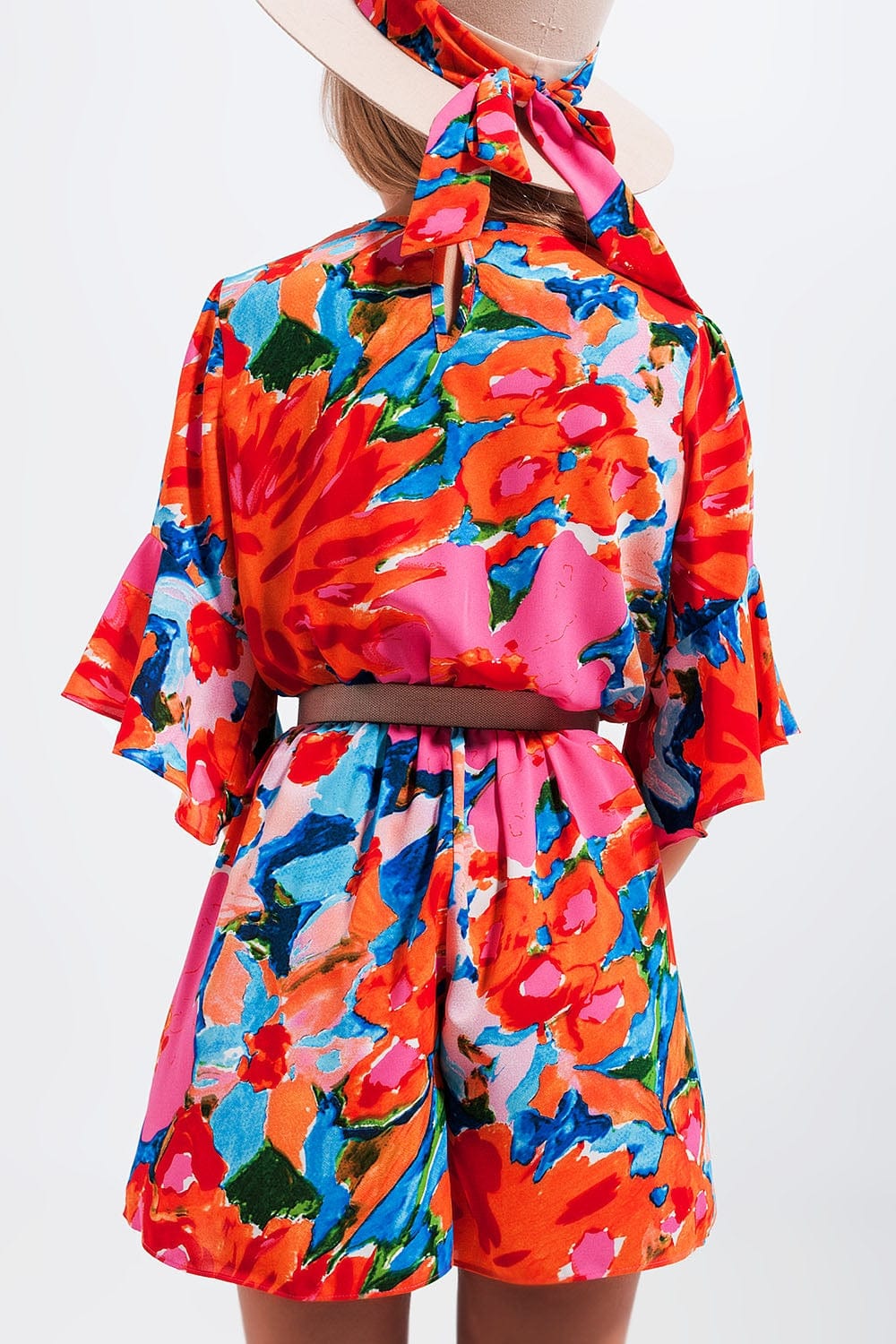 Q2 Women's Jumpsuits & Rompers Wrap Playsuit in Floral