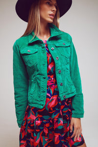 Q2 Women's Outerwear Cord Jacket In Green