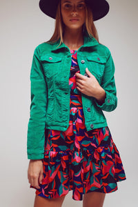 Q2 Women's Outerwear Cord Jacket In Green