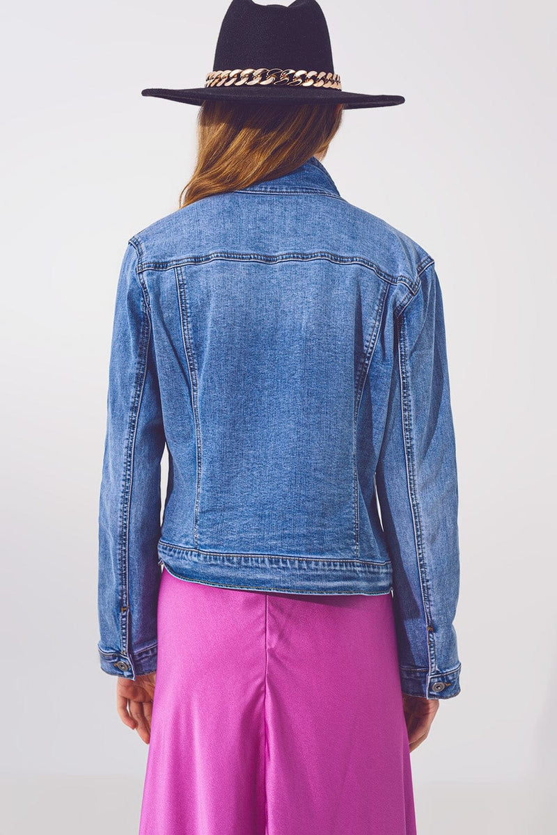 Q2 Women's Outerwear Denim Jacket in Light Blue Wash
