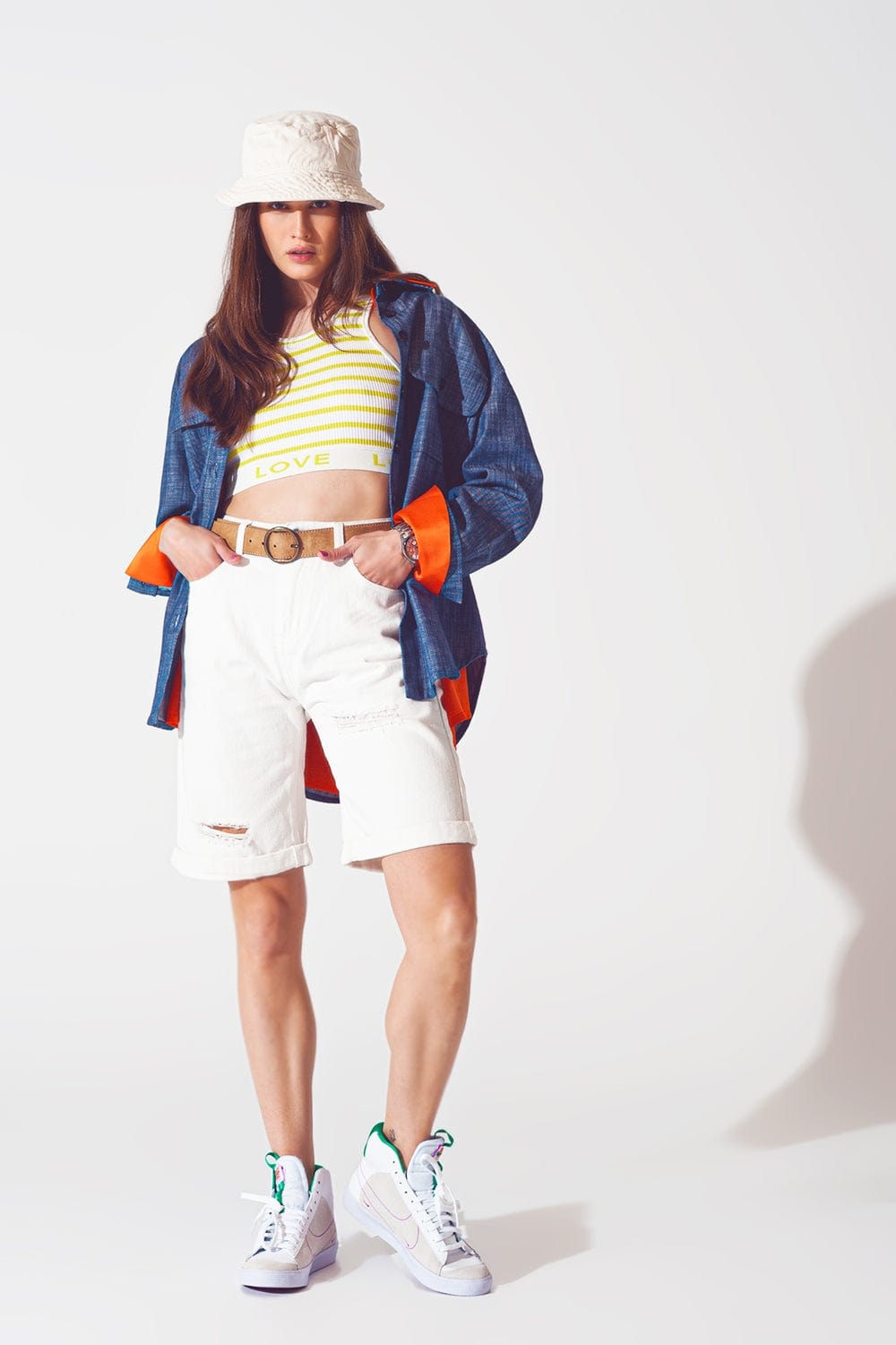 Q2 Women's Outerwear Long Sleeve Shacket in Navy