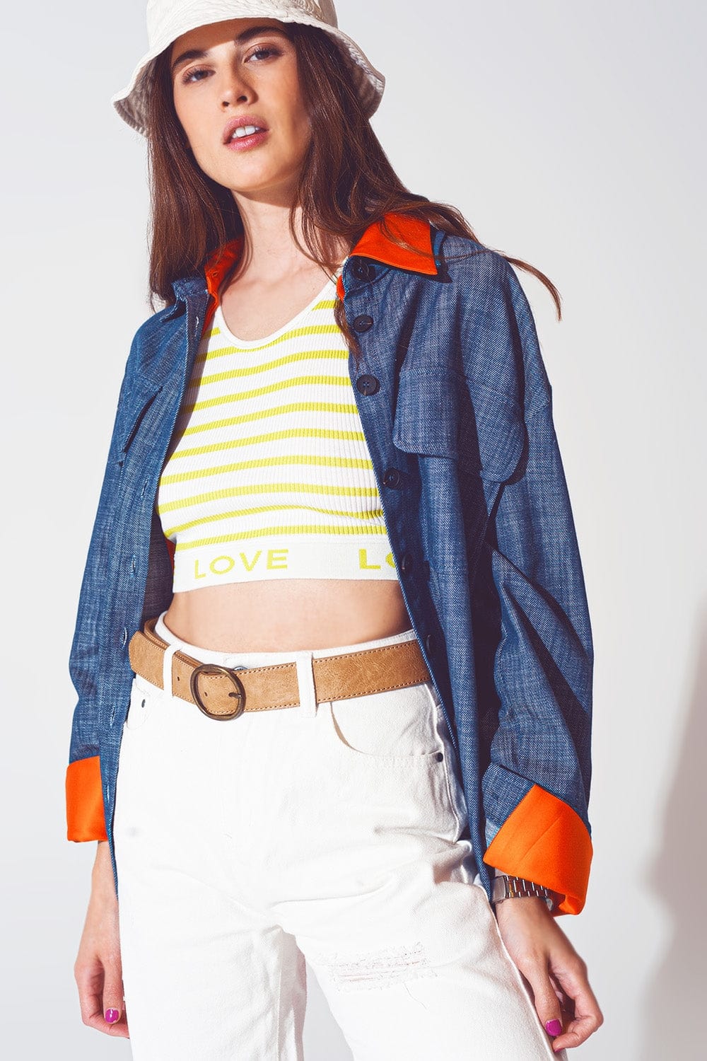 Q2 Women's Outerwear Long Sleeve Shacket in Navy