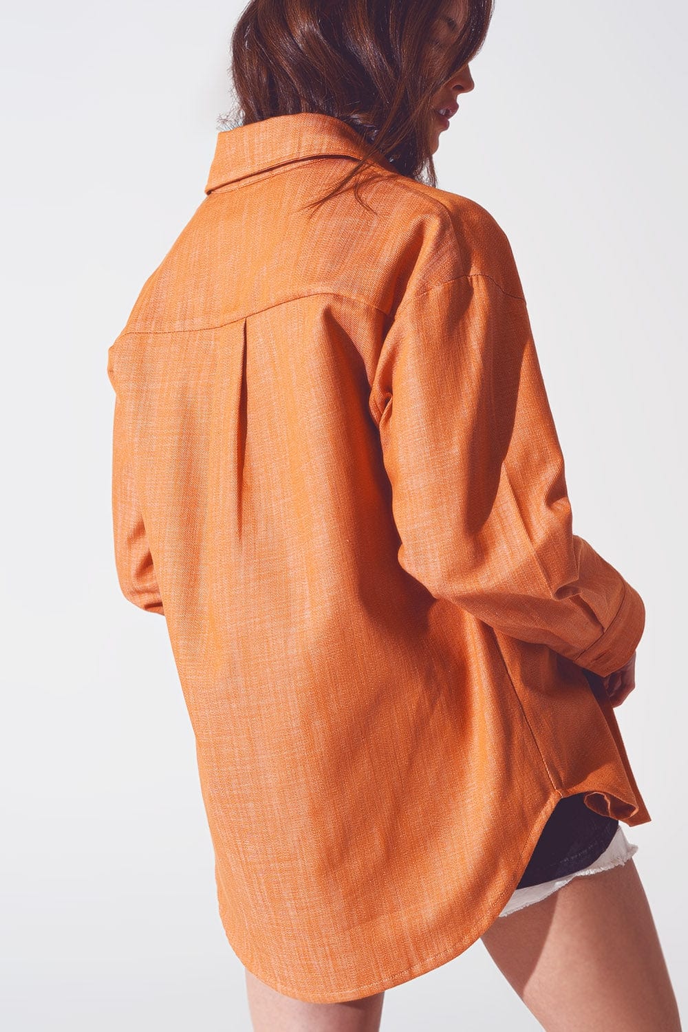 Q2 Women's Outerwear Long Sleeve Shacket in Orange