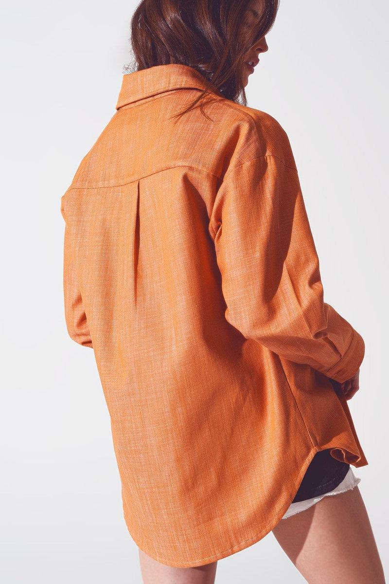 Q2 Women's Outerwear Long Sleeve Shacket in Orange