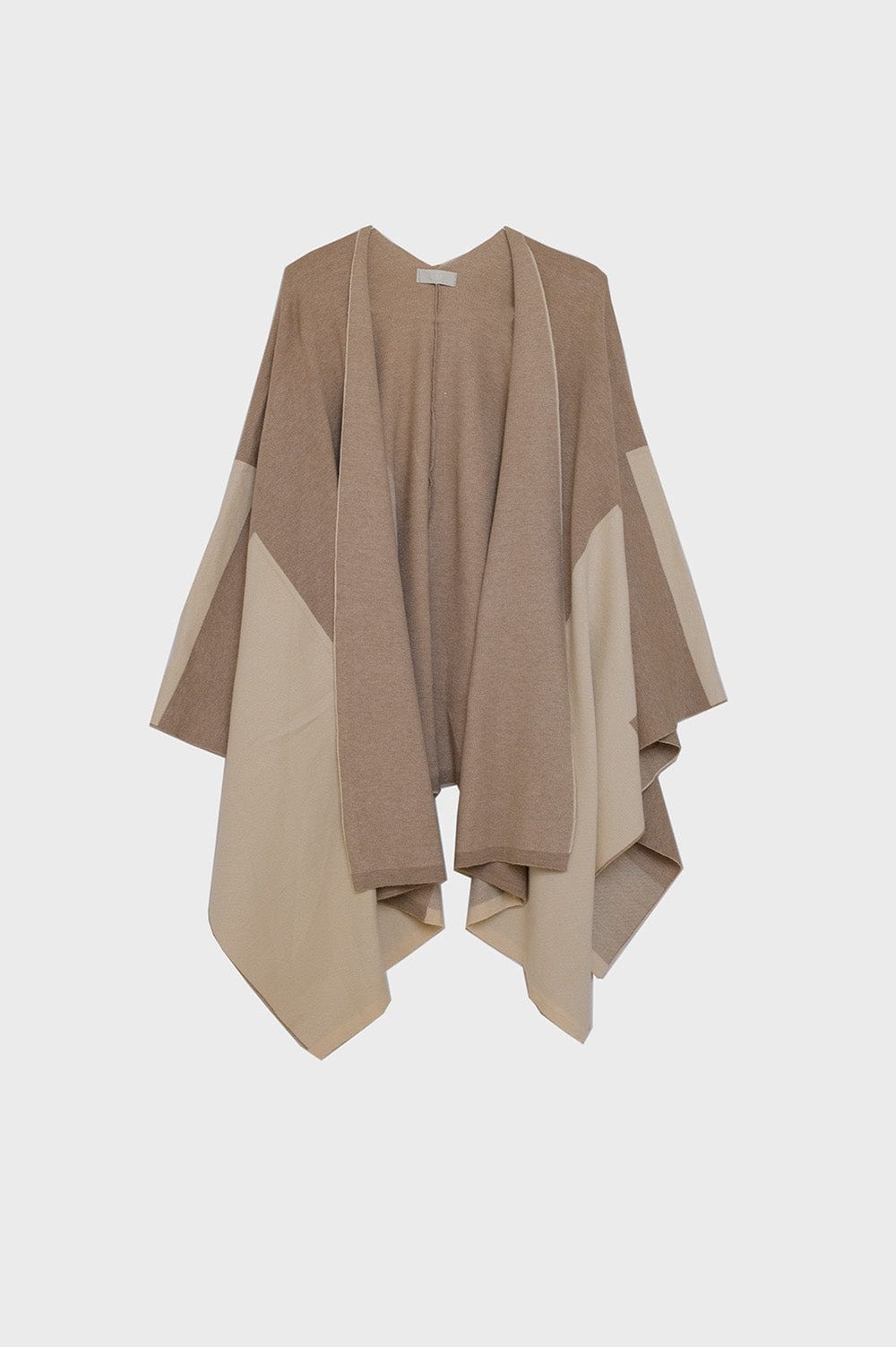 Q2 Women's Outerwear One Size / Beige Asymmetrical Poncho In Light And Dark Brown