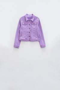 Q2 Women's Outerwear Slim Denim Trucker Jacket In Lilac