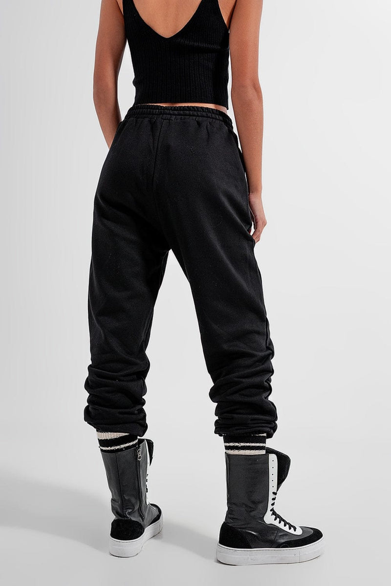 Q2 Women's Pants & Trousers Adjustable Waistband Joggers in Black