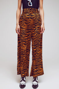 Q2 Women's Pants & Trousers Animal Print Straight Leg Pants With Wide Buckle Belt