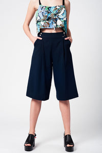 Q2 Women's Pants & Trousers Blue navy pants skirt with silver buttons