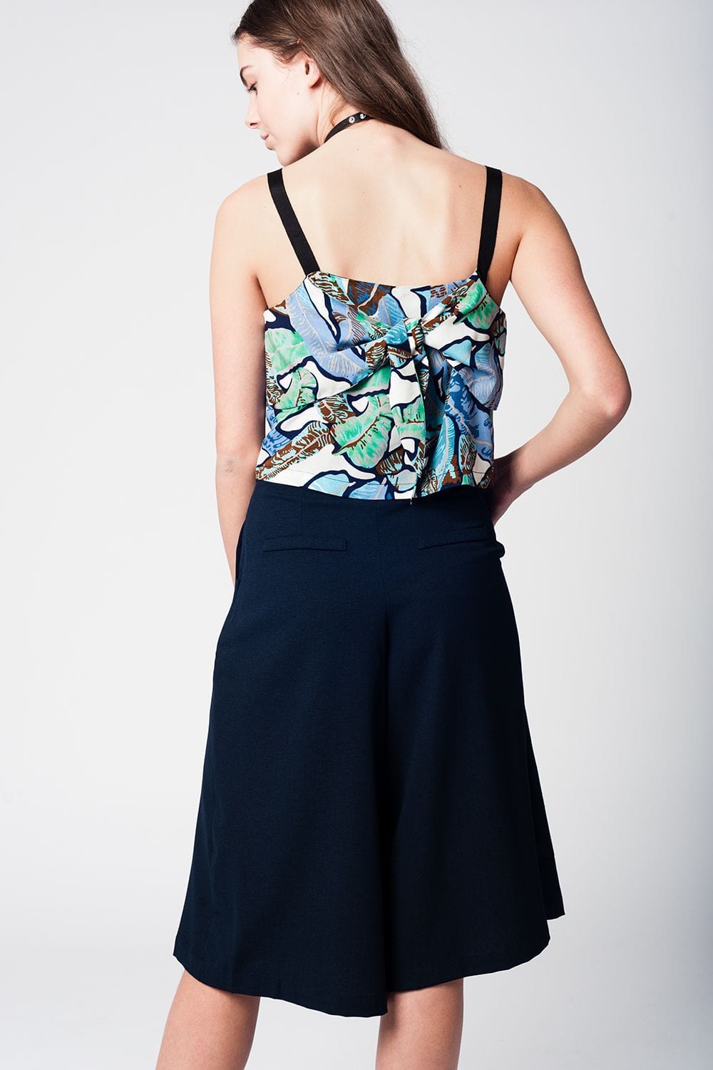Q2 Women's Pants & Trousers Blue navy pants skirt with silver buttons