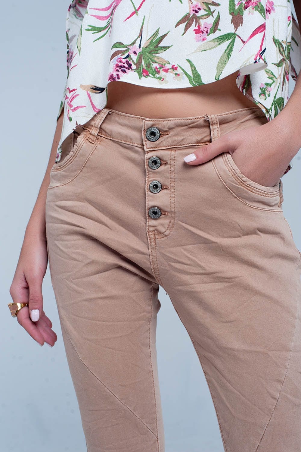 Q2 Women's Pants & Trousers Brown Crush Jeans