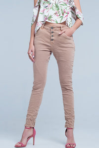 Q2 Women's Pants & Trousers Brown Crush Jeans