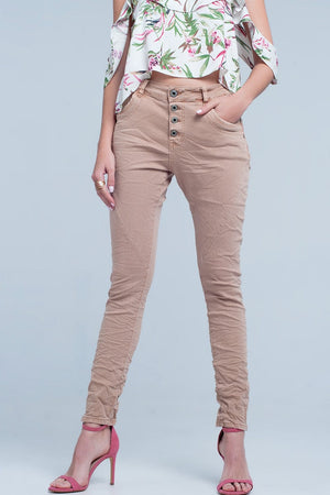 Q2 Women's Pants & Trousers Brown Crush Jeans