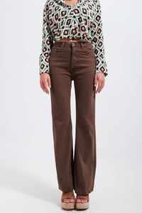 Q2 Women's Pants & Trousers Brown Flared Jeans
