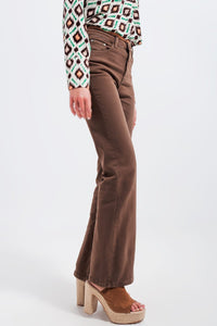 Q2 Women's Pants & Trousers Brown Flared Jeans