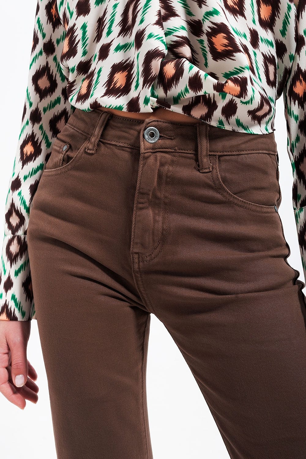 Q2 Women's Pants & Trousers Brown Flared Jeans