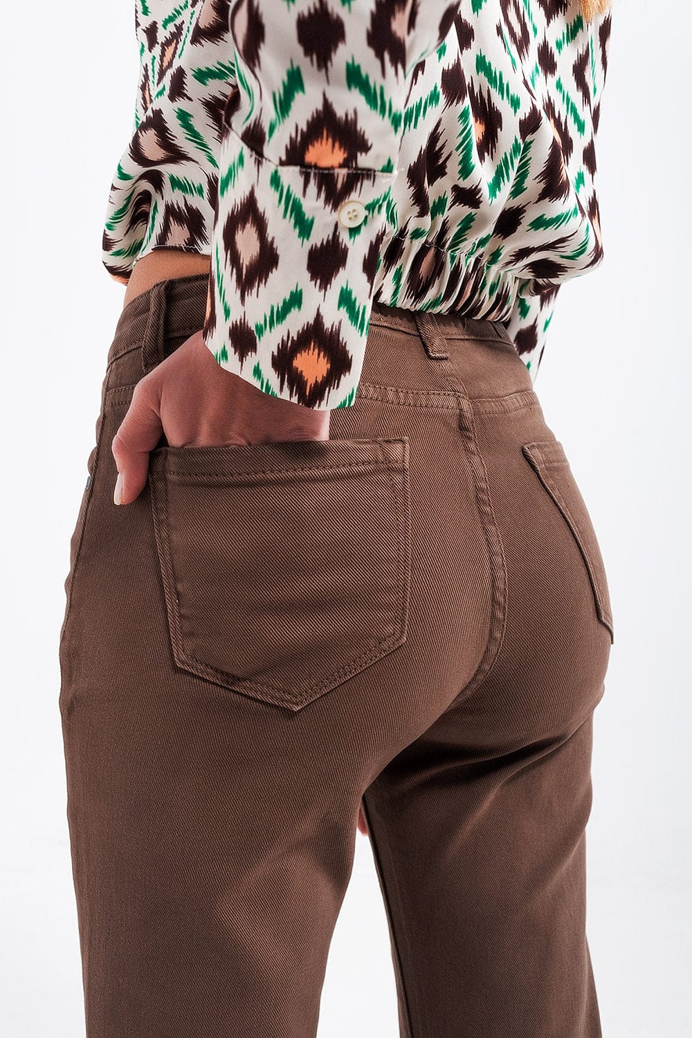 Q2 Women's Pants & Trousers Brown Flared Jeans