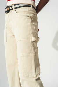 Q2 Women's Pants & Trousers Cargo Pants in Beige