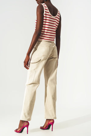 Q2 Women's Pants & Trousers Cargo Pants in Beige