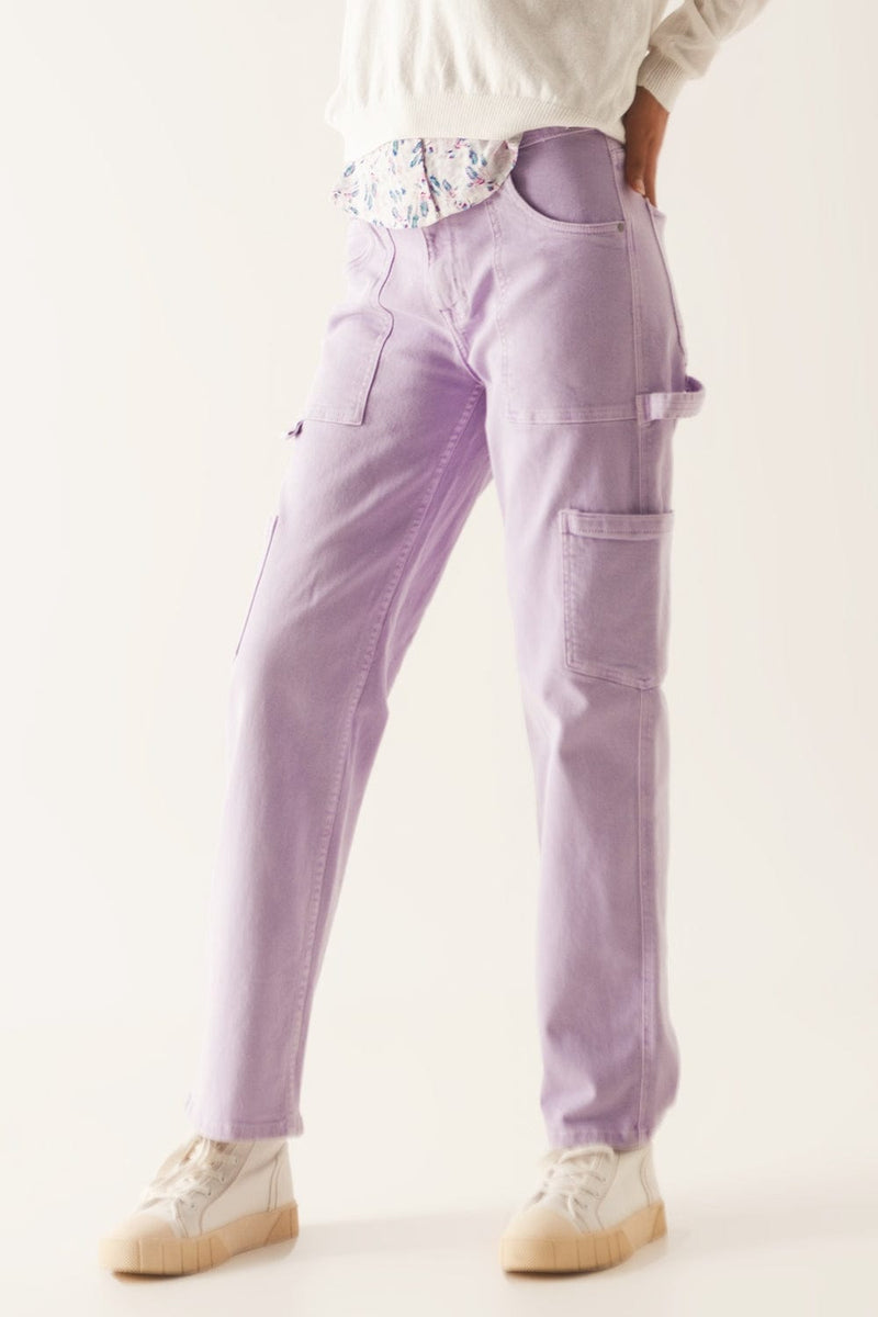 Q2 Women's Pants & Trousers Cargo Pants In Purple