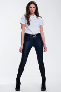 Q2 Women's Pants & Trousers Coated Pants in Black