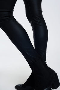 Q2 Women's Pants & Trousers Coated Pants in Black