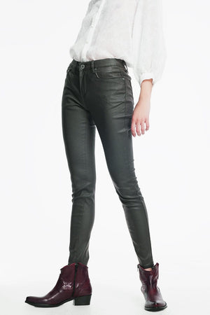 Q2 Women's Pants & Trousers Coated Pants in Khaki