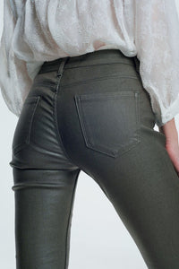 Q2 Women's Pants & Trousers Coated Pants in Khaki