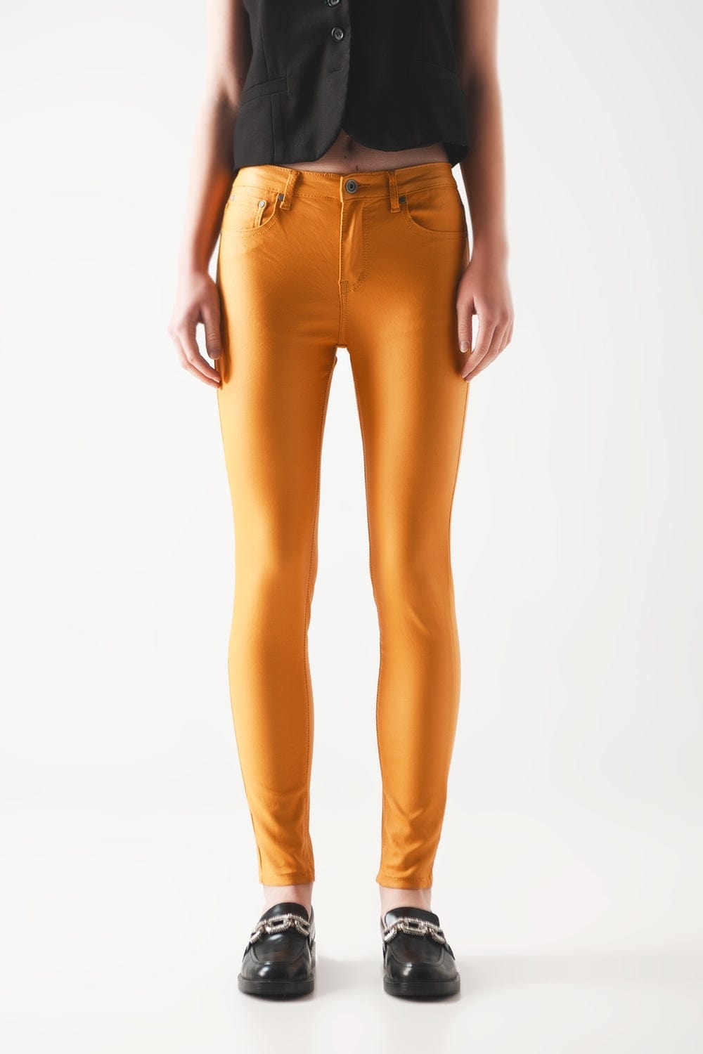 Q2 Women's Pants & Trousers Coated Pants in Orange