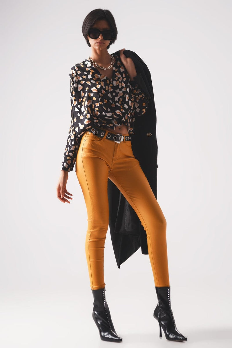 Q2 Women's Pants & Trousers Coated Pants in Orange