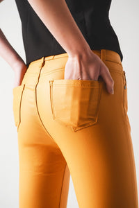 Q2 Women's Pants & Trousers Coated Pants in Orange