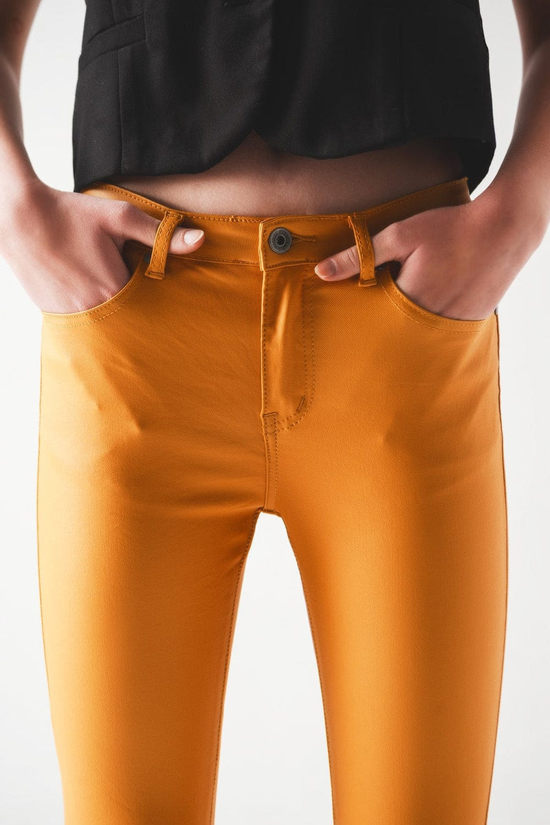 Q2 Women's Pants & Trousers Coated Pants in Orange