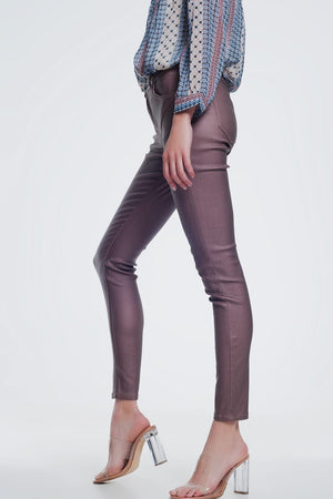 Q2 Women's Pants & Trousers Coated Pants in Pink