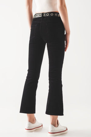 Q2 Women's Pants & Trousers Cord Flare in Black