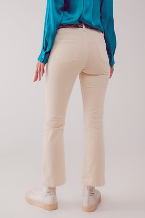 Q2 Women's Pants & Trousers Cord Flare in Cream