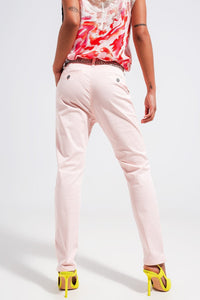 Q2 Women's Pants & Trousers Cotton Blend Pants in Pink