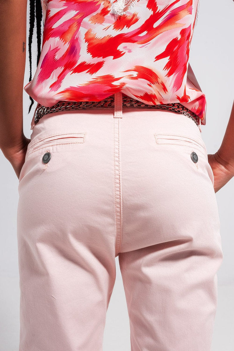 Q2 Women's Pants & Trousers Cotton Blend Pants in Pink