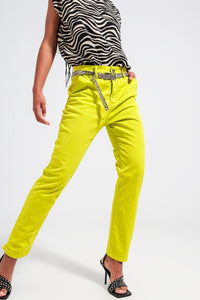 Q2 Women's Pants & Trousers Cotton Blend Pants in Yellow