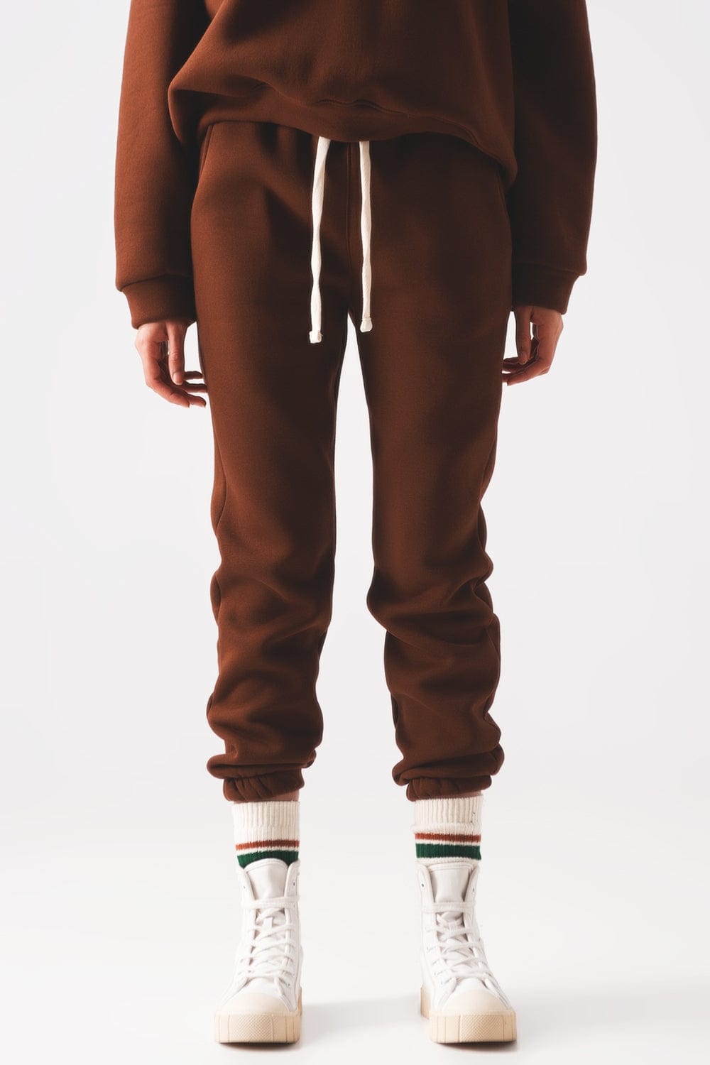 Q2 Women's Pants & Trousers Cotton Jogger in Brown