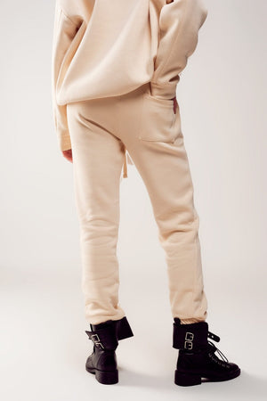 Q2 Women's Pants & Trousers Cotton Jogger in Cream