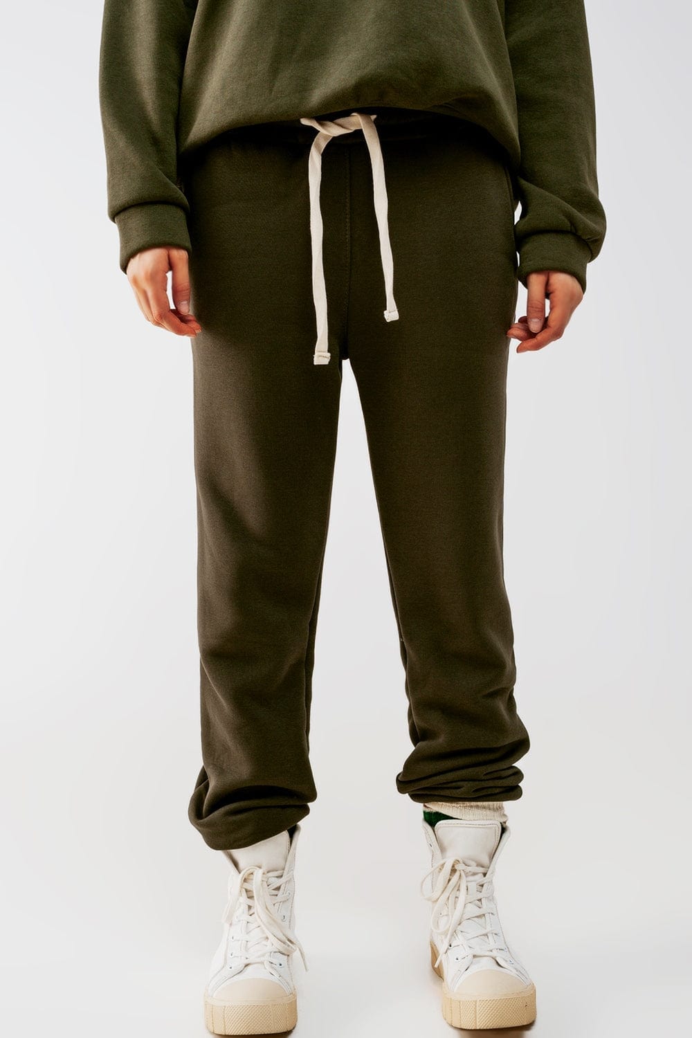 Q2 Women's Pants & Trousers Cotton Jogger in Khaki