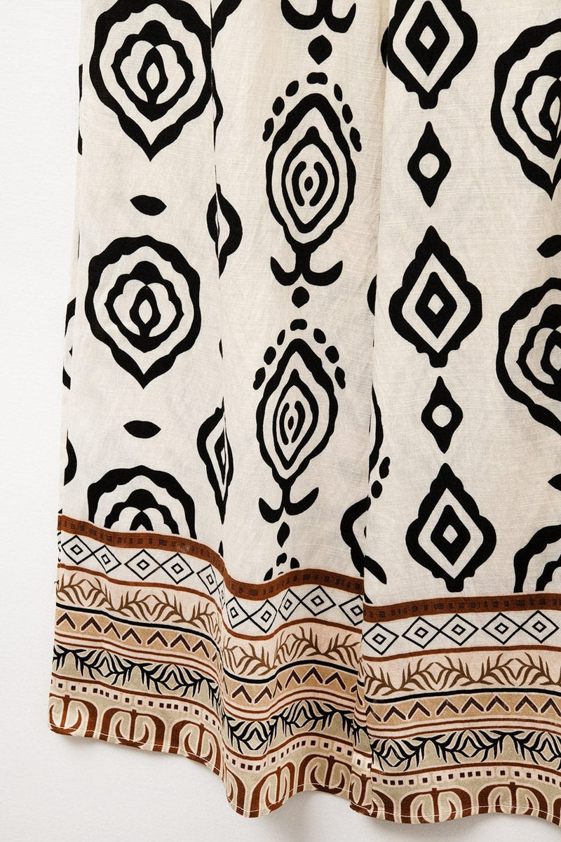Q2 Women's Pants & Trousers Cream Wide Leg Boho Print Pants