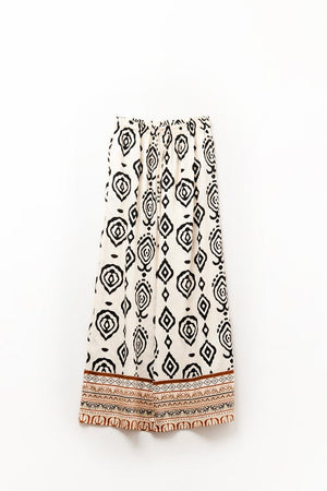 Q2 Women's Pants & Trousers Cream Wide Leg Boho Print Pants
