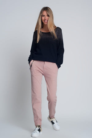 Q2 Women's Pants & Trousers Cuffed Utility Pants with Chain in Pink